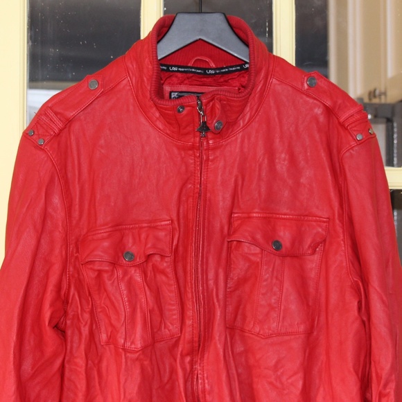 Vintage 90s L-R-G red leather bomber jacket - Picture 5 of 7